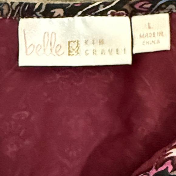 Belle by Kim Gravel Paisley Blouse in Burgundy and Black - Picture 2 of 6